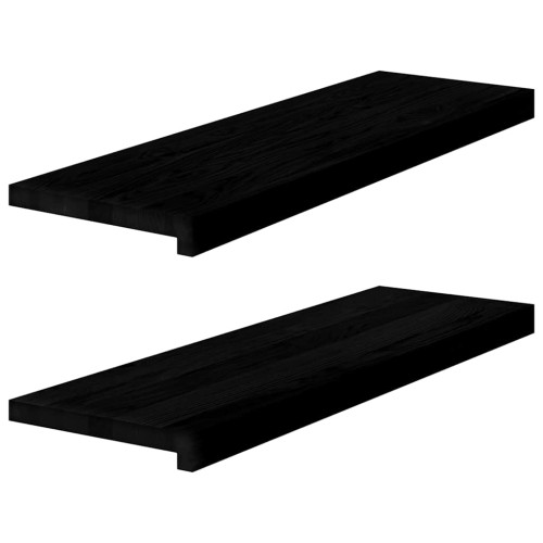 vidaXL Fönsterbänkar 2 st brunsvart 80x25x2 cm massiv ek
