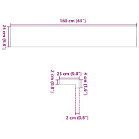 Produktbild för Fönsterbänkar 2 st mörkbrun 160x25x2 cm massiv ek