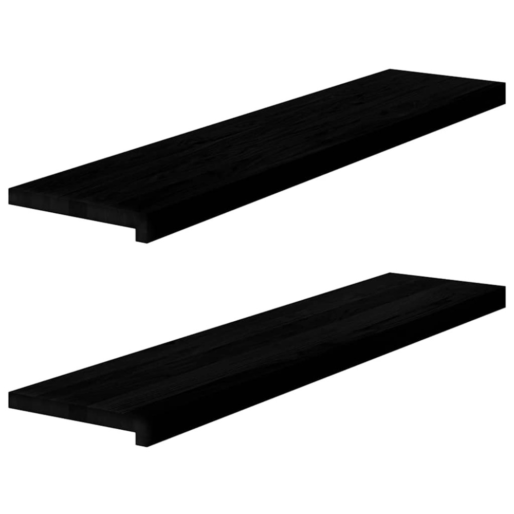 Produktbild för Fönsterbänkar 2 st brunsvart 110x30x2 cm massiv ek