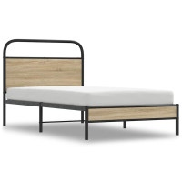 Produktbild för Sängram utan madrass rökfärgad ek 107x203 cm konstruerad trä