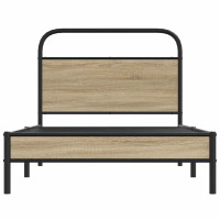 Produktbild för Sängram utan madrass rökfärgad ek 107x203 cm konstruerad trä