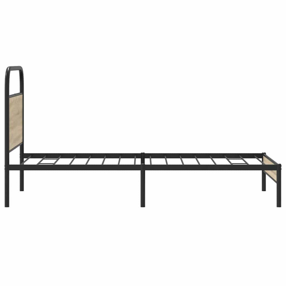 Produktbild för Sängram utan madrass rökfärgad ek 107x203 cm konstruerad trä