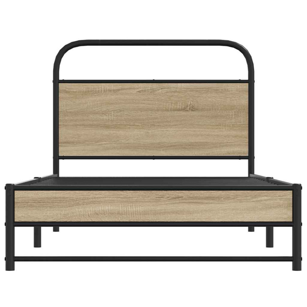 Produktbild för Sängram utan madrass rökfärgad ek 107x203 cm konstruerad trä