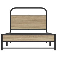 Produktbild för Sängram utan madrass rökfärgad ek 107x203 cm konstruerad trä