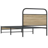 Produktbild för Sängram utan madrass rökfärgad ek 107x203 cm konstruerad trä