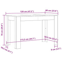 Produktbild för Matbord åldrat trä 120x60x76 cm konstruerat trä