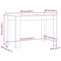 Produktbild för Matbord artisan ek 120x60x76 cm konstruerat trä