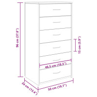 Produktbild för Skänk med 6 lådor åldrat trä 50x34x96 cm konstruerat trä