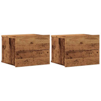 Produktbild för Väggmonterade sängbord 2 st åldrat trä 40x32x30 cm