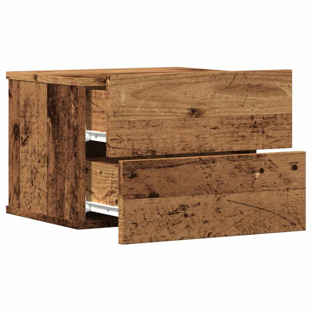 Produktbild för Väggmonterade sängbord 2 st åldrat trä 40x32x30 cm