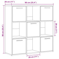 Produktbild för Bokhylla artisan ek 90x28x90 cm konstruerat trä