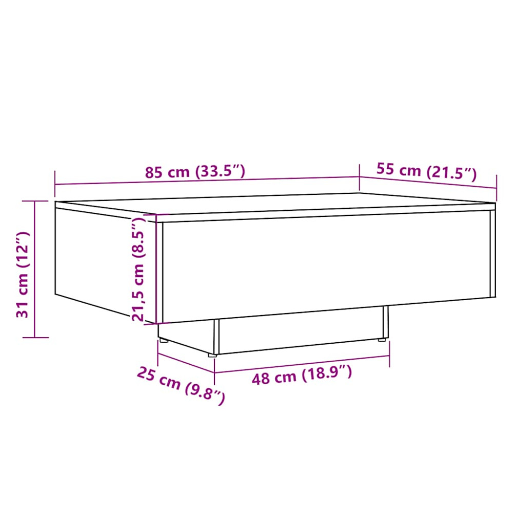 Produktbild för Soffbord åldrat trä 85x55x31 cm konstruerat trä