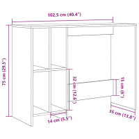 Produktbild för Skrivbord åldrat trä 102,5x35x75 cm konstruerat trä