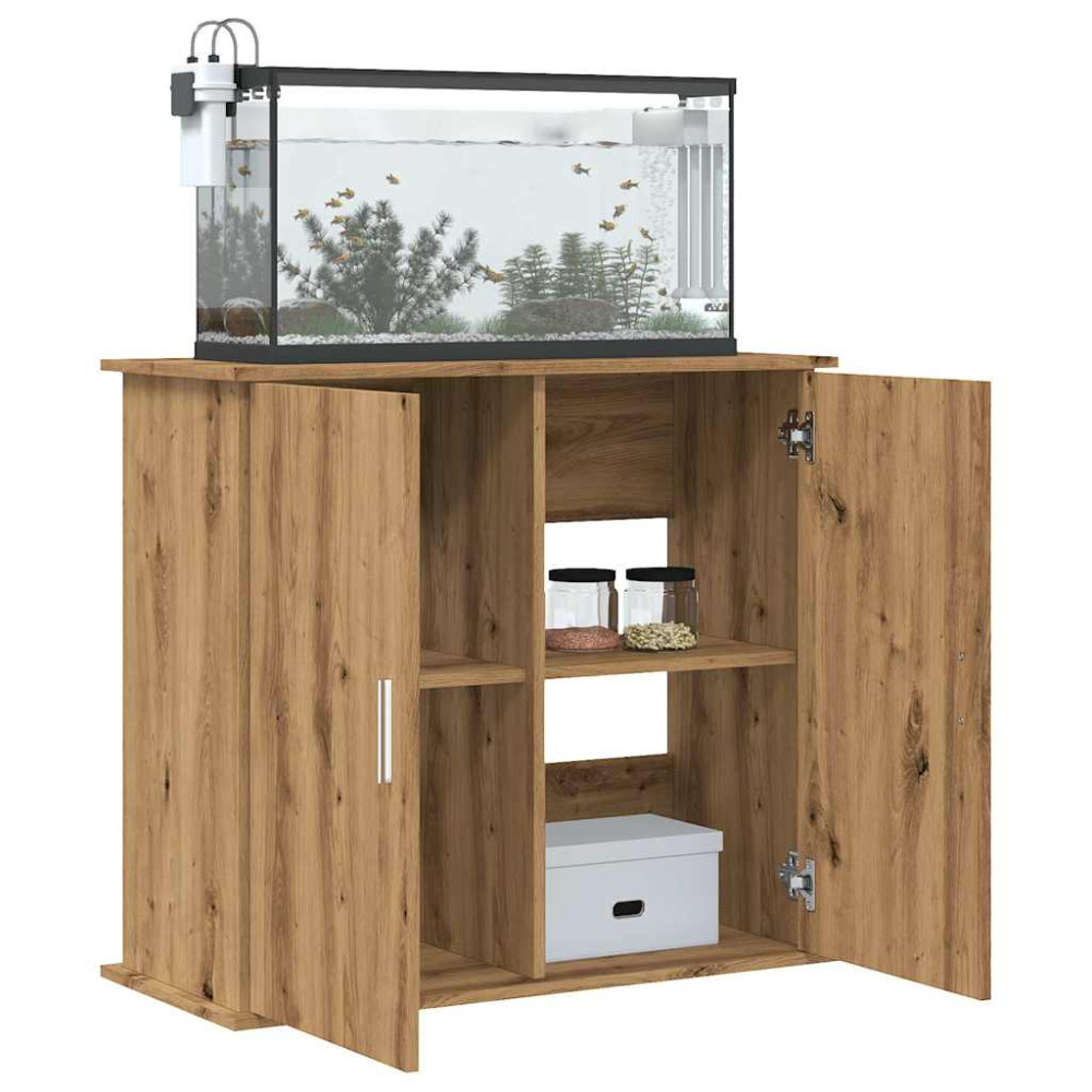 Produktbild för Akvariestativ hantverksmässig ek 81x36x73 cm konstruerat trä