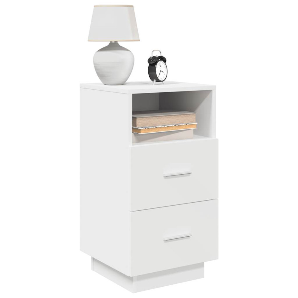 Produktbild för Sängbord 2 st med 2 lådor vit 36x36x68 cm