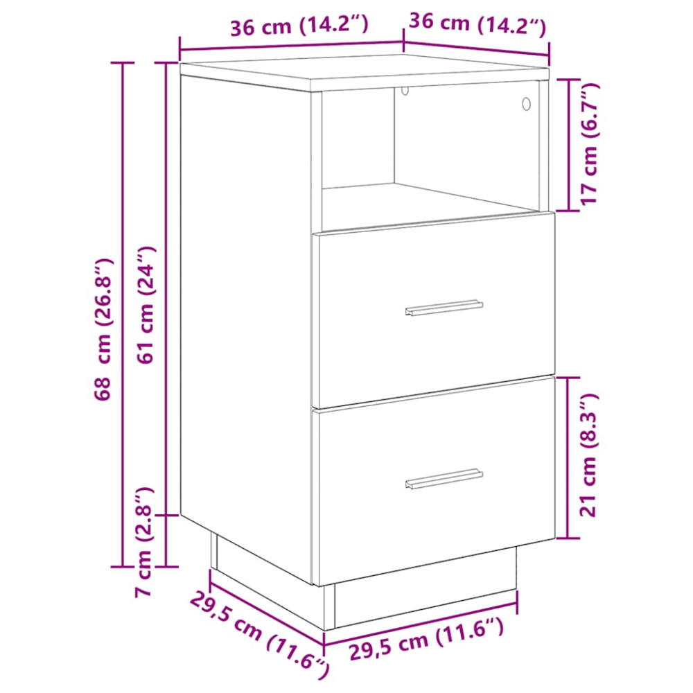 Produktbild för Sängbord 2 st med 2 lådor vit 36x36x68 cm
