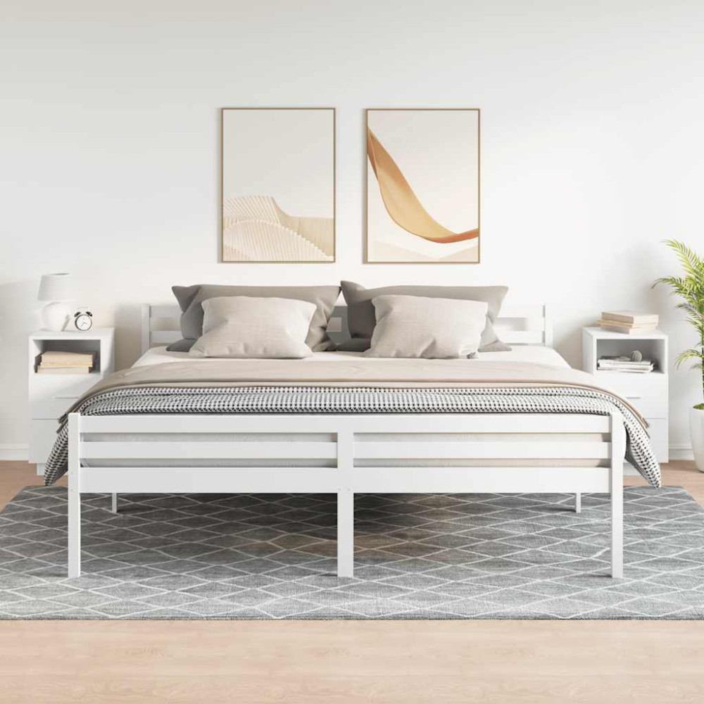 Produktbild för Sängbord 2 st med 2 lådor vit 36x36x68 cm