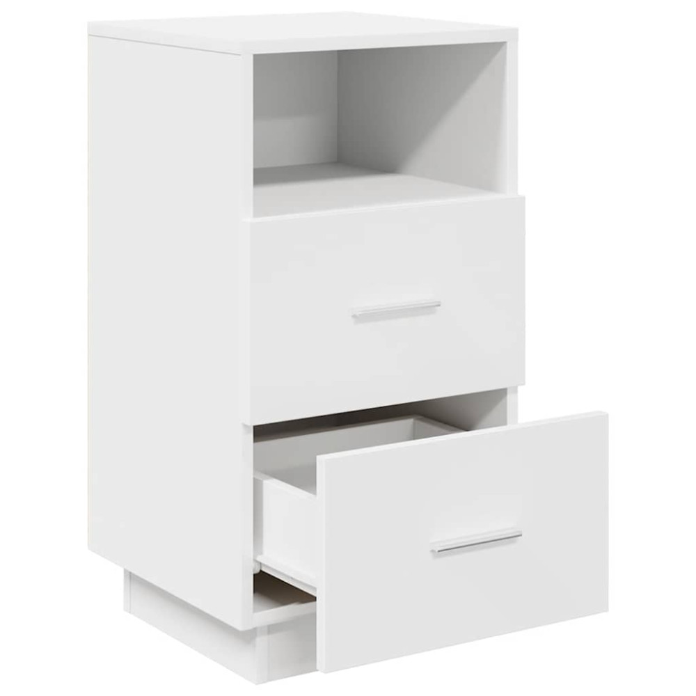 Produktbild för Sängbord 2 st med 2 lådor vit 36x36x68 cm