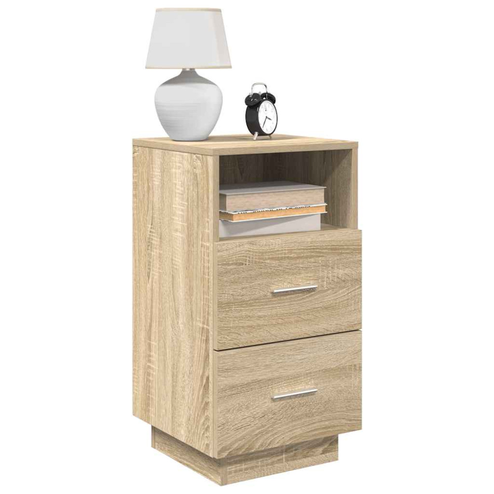 Produktbild för Sängbord 2 st med 2 lådor sonoma-ek 36x36x68 cm