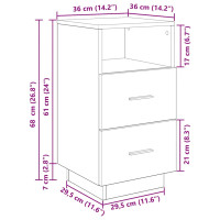 Produktbild för Sängbord 2 st med 2 lådor sonoma-ek 36x36x68 cm