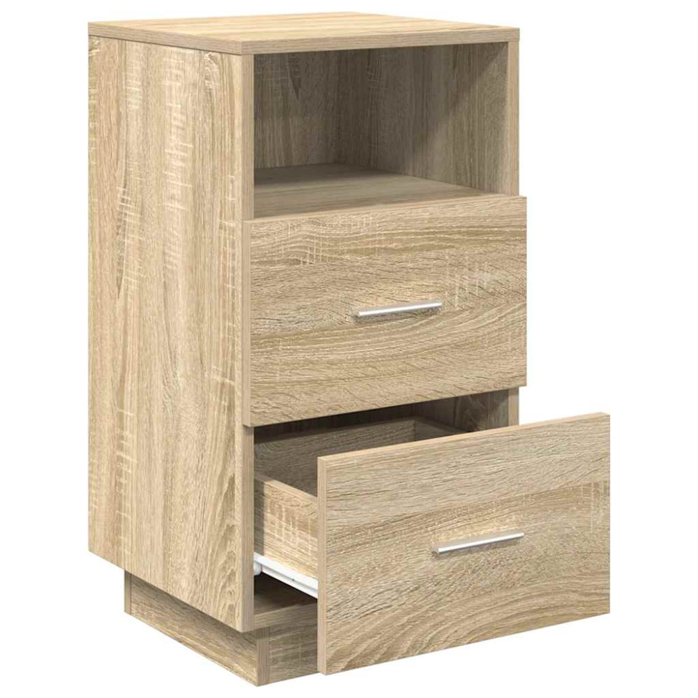 Produktbild för Sängbord 2 st med 2 lådor sonoma-ek 36x36x68 cm