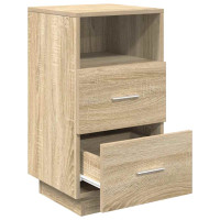 Produktbild för Sängbord 2 st med 2 lådor sonoma-ek 36x36x68 cm