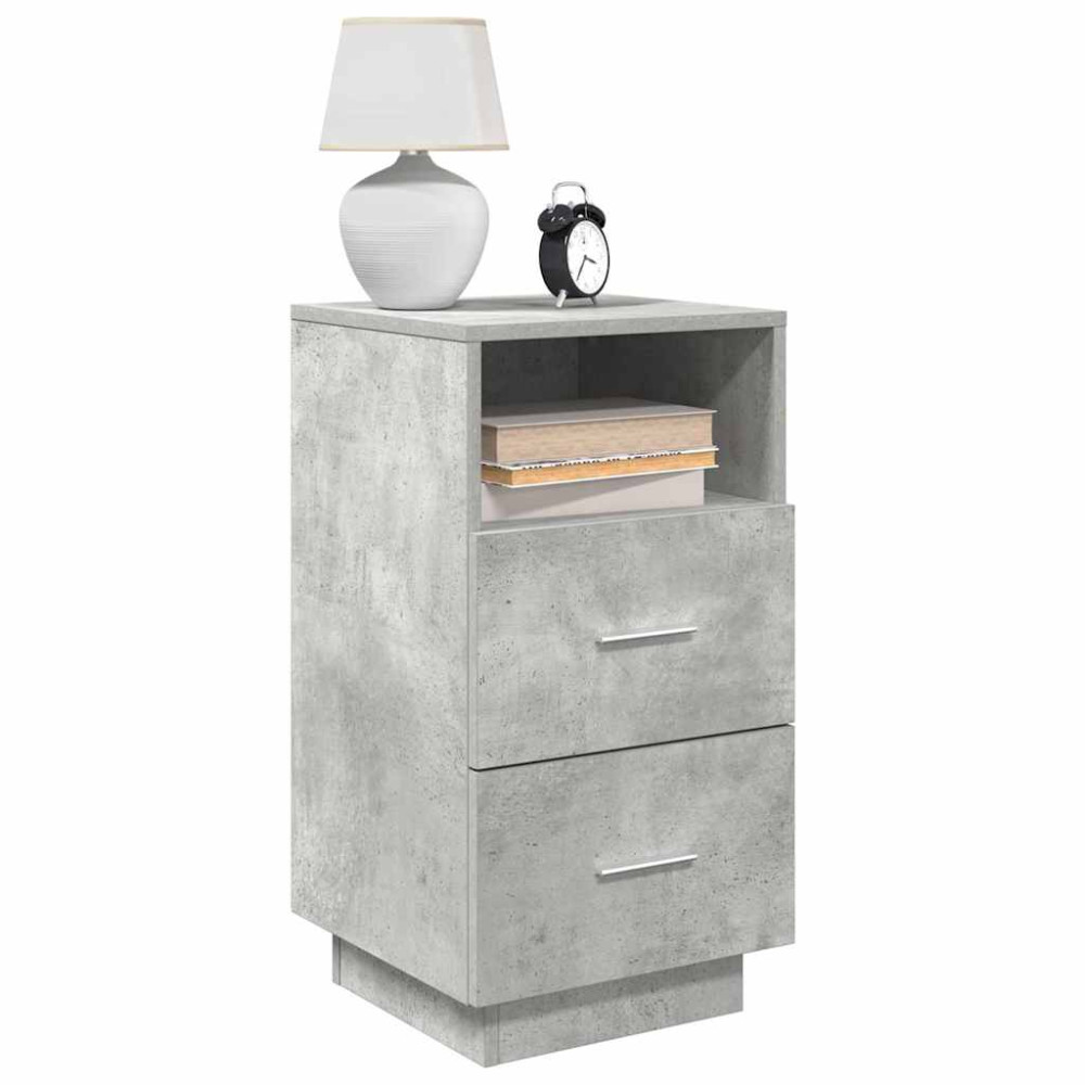 Produktbild för Sängbord 2 st med 2 lådor betonggrå 36x36x68 cm