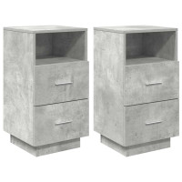Produktbild för Sängbord 2 st med 2 lådor betonggrå 36x36x68 cm