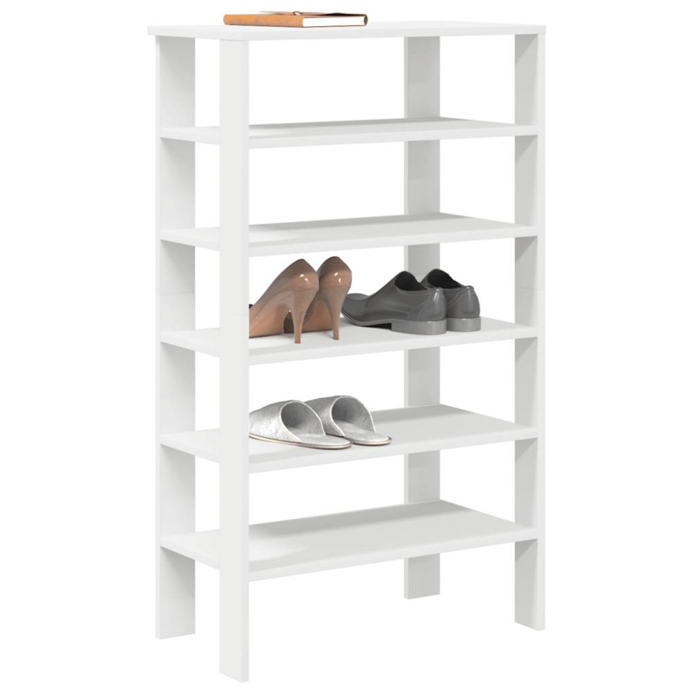 Produktbild för Skohylla vit 61x32x105 cm konstruerat trä