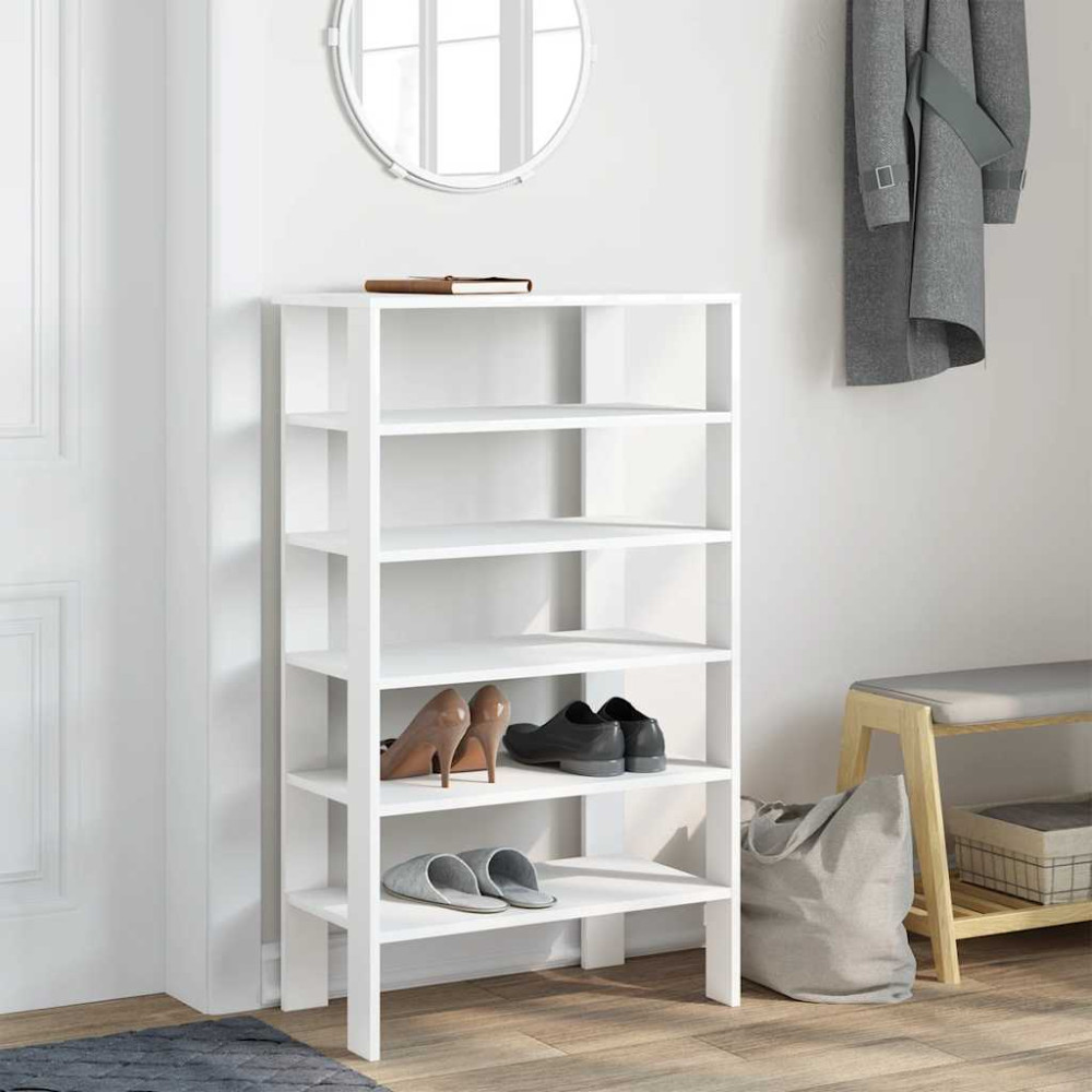 Produktbild för Skohylla vit 61x32x105 cm konstruerat trä