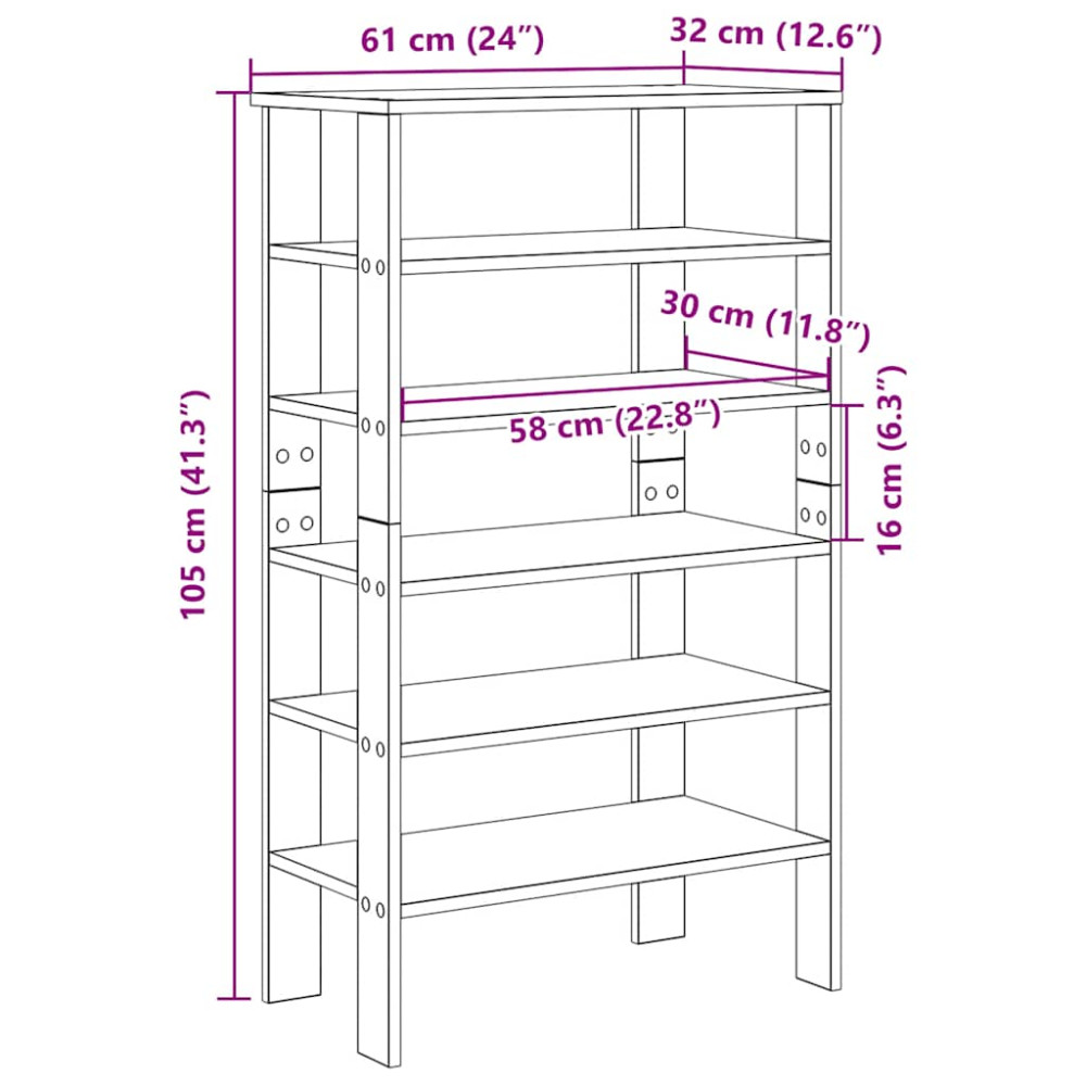 Produktbild för Skohylla vit 61x32x105 cm konstruerat trä