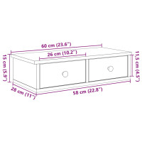 Produktbild för Vägghylla med lådor vit 60x25x15 cm konstruerat trä