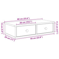 Produktbild för Vägghylla med lådor svart 60x25x15 cm konstruerat trä