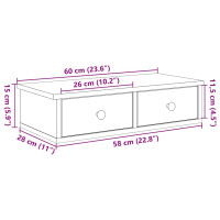 Produktbild för Vägghylla med lådor brun ek 60x25x15 cm konstruerat trä