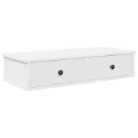 Produktbild för Vägghylla med lådor vit 80x34x17 cm konstruerat trä