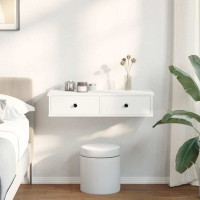 Produktbild för Vägghylla med lådor vit 80x34x17 cm konstruerat trä
