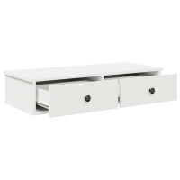 Produktbild för Vägghylla med lådor vit 80x34x17 cm konstruerat trä