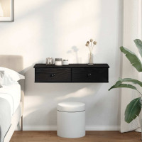 Produktbild för Vägghylla med lådor svart 80x31x17 cm konstruerat trä