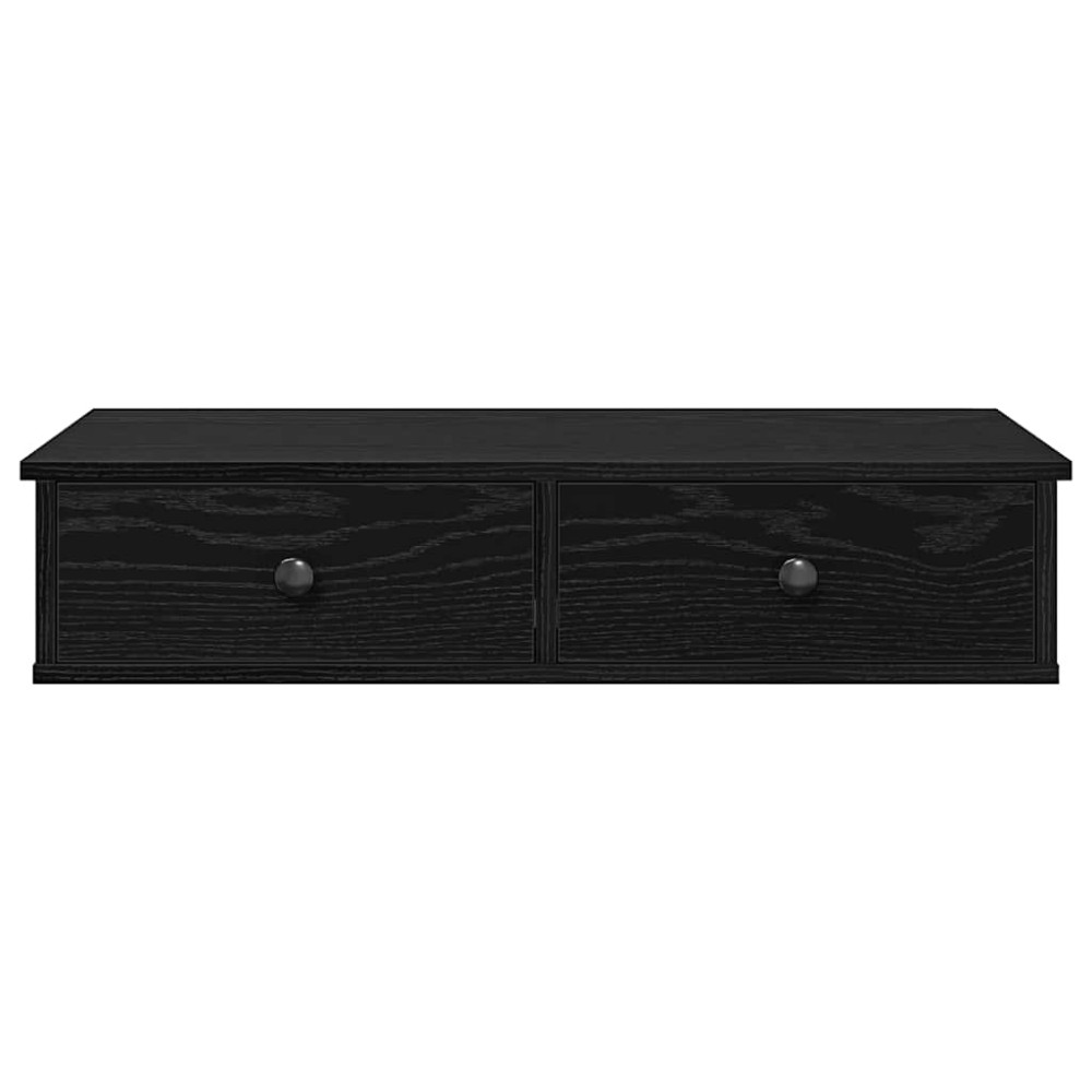 Produktbild för Vägghylla med lådor svart 80x31x17 cm konstruerat trä