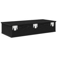 Produktbild för Vägghylla med lådor svart 80x31x17 cm konstruerat trä