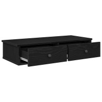 Produktbild för Vägghylla med lådor svart 80x31x17 cm konstruerat trä