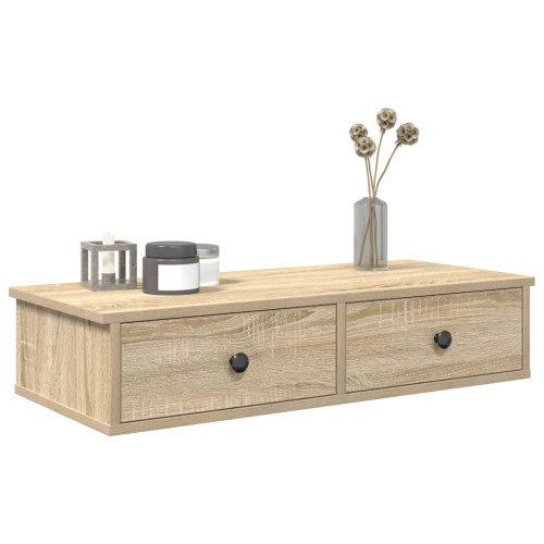 vidaXL Vägghylla med lådor sonoma-ek 80x34x17 cm konstruerat trä