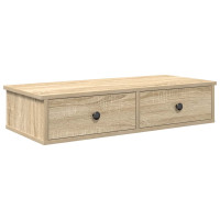 Produktbild för Vägghylla med lådor sonoma-ek 80x34x17 cm konstruerat trä