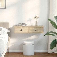 Produktbild för Vägghylla med lådor sonoma-ek 80x34x17 cm konstruerat trä