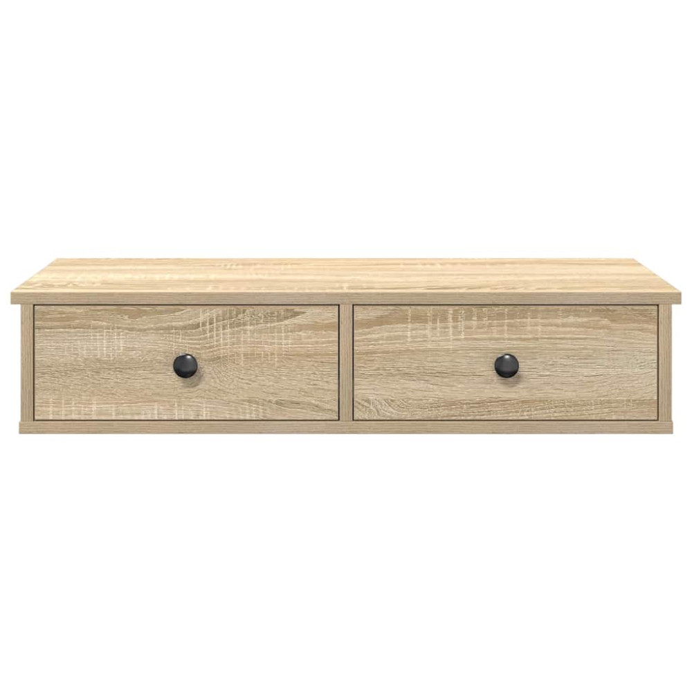 Produktbild för Vägghylla med lådor sonoma-ek 80x34x17 cm konstruerat trä