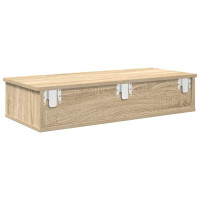Produktbild för Vägghylla med lådor sonoma-ek 80x34x17 cm konstruerat trä