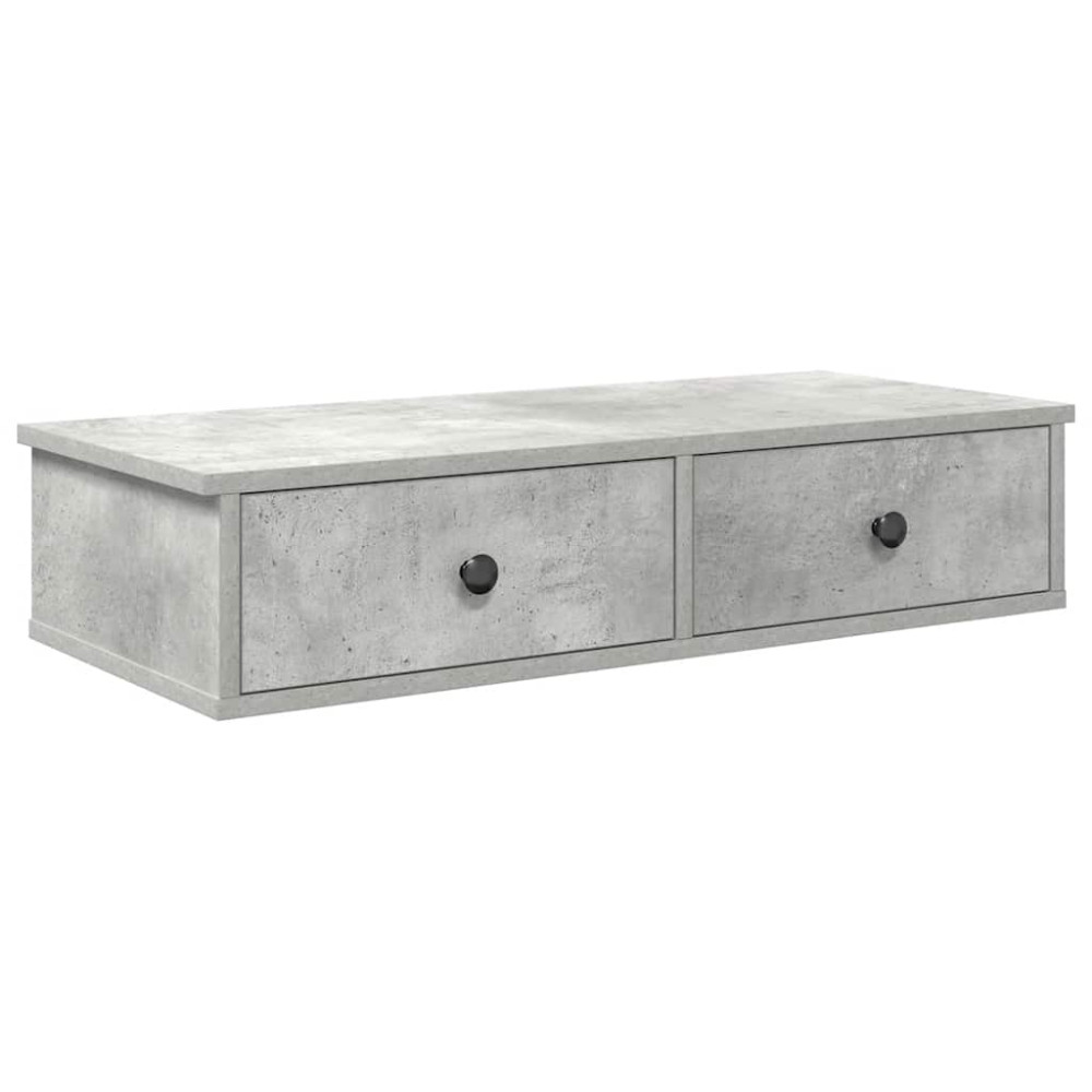Produktbild för Vägghylla med lådor betonggrå 80x31x17 cm konstruerat trä