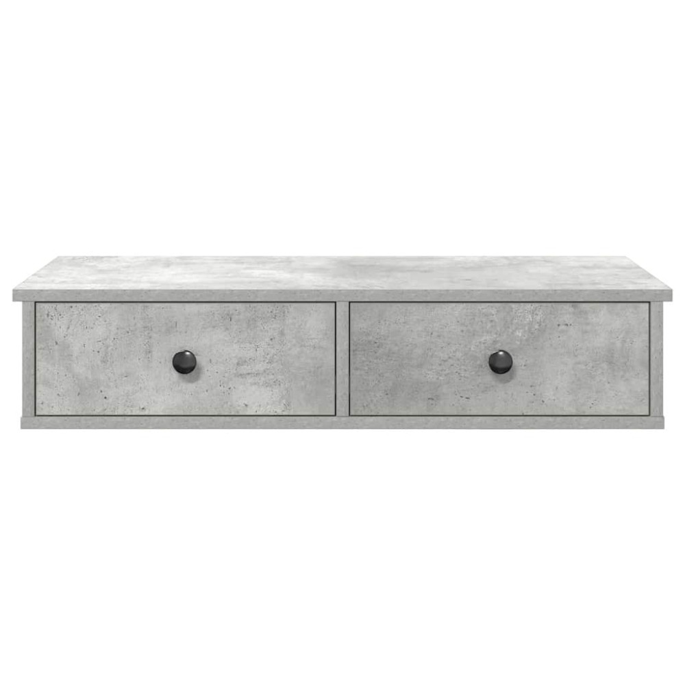 Produktbild för Vägghylla med lådor betonggrå 80x31x17 cm konstruerat trä