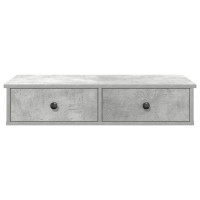 Produktbild för Vägghylla med lådor betonggrå 80x31x17 cm konstruerat trä