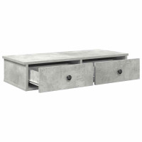Produktbild för Vägghylla med lådor betonggrå 80x31x17 cm konstruerat trä
